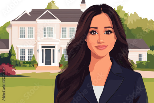 Professional woman in front of house