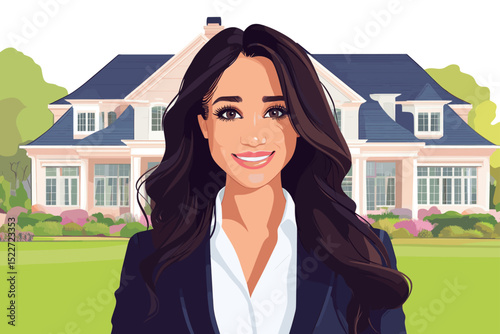 Professional woman in front of house