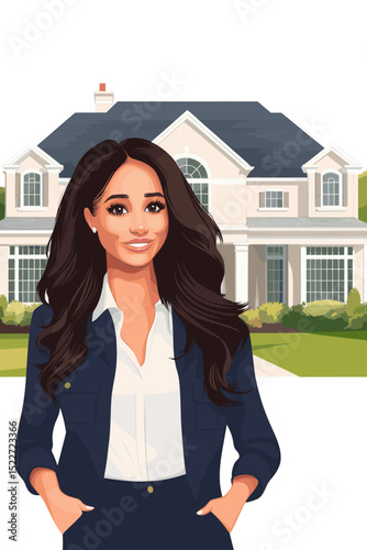 Professional woman in front of house