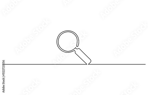 Continuous one line drawing magnifying glass symbol concept vector illustration,  Continuous line drawing of magnifying glass lens