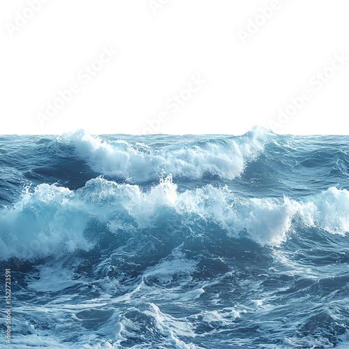 Majestic ocean waves rise dramatically, capturing the beauty and power of nature's water in motion, isolated on fully transparent png background