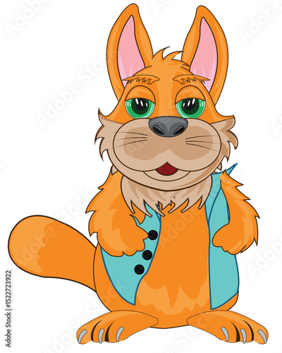 Cartoon animal fox on white background is insulated