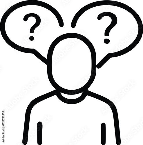 Person with question marks icon vector illustration concept for faq help and support information center