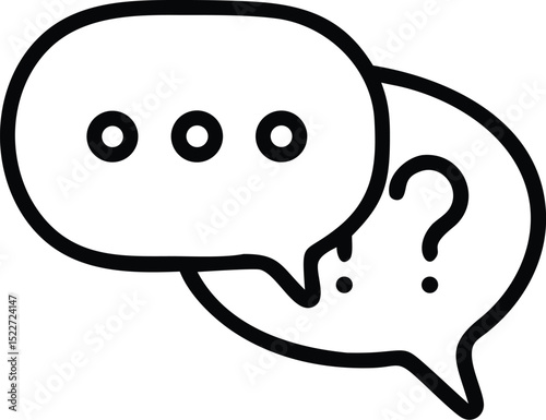 Illustration of speech bubbles with question mark and ellipsis for communication and faq design