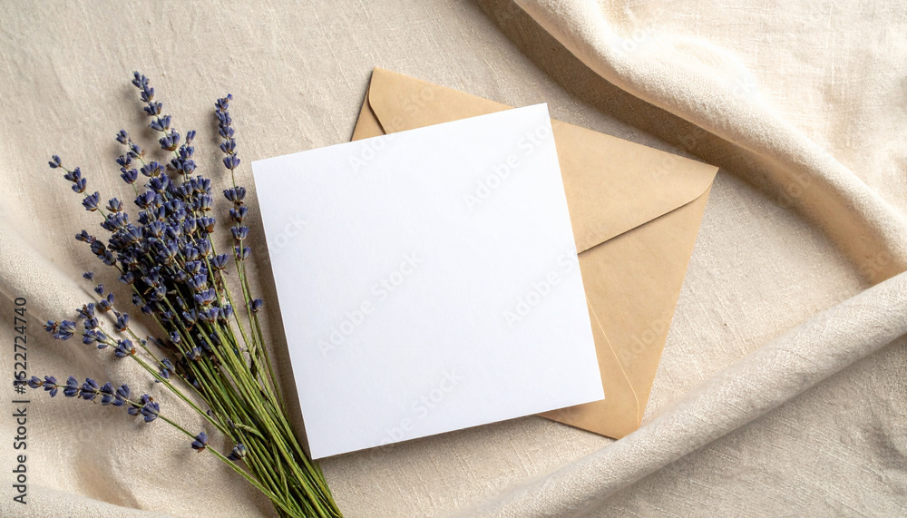 Fototapeta premium High-end stationery mockup featuring a blank folded card