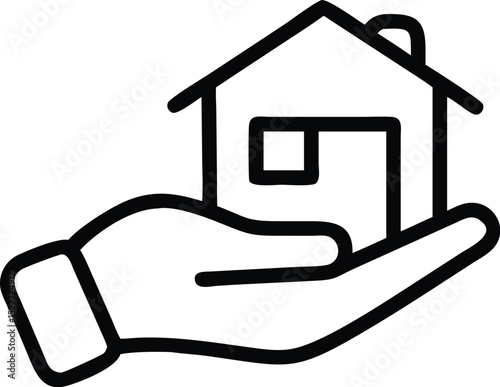 Hand holding house real estate property investment home loan mortgage insurance protection concept vector