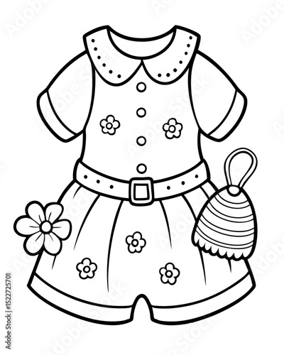 Beautiful Baby Cloth Coloring Page – Cute and Simple Outline for Kids’ Coloring and Craft Projects