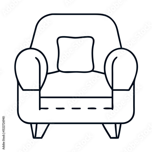 Comfortable armchair with soft pillow and blanket. Cozy furniture for home interior design. Armchair with a soft blanket perfect for housewarming party.