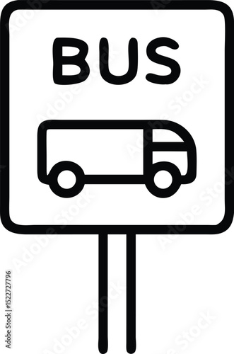 Bus stop sign vector illustration public transportation icon bus station symbol travel design element