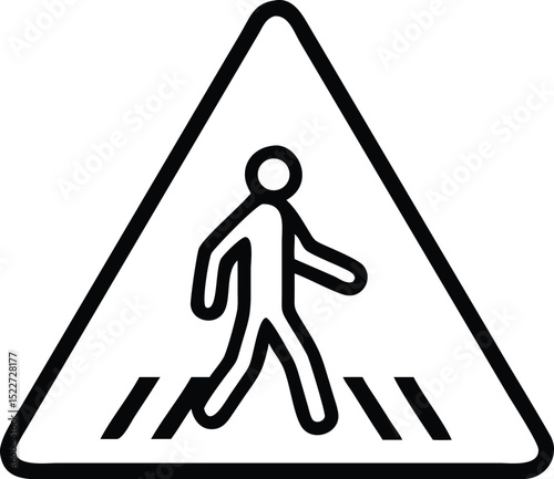 Pedestrian crossing sign illustration vector, road safety, crosswalk symbol, walking area warning sign