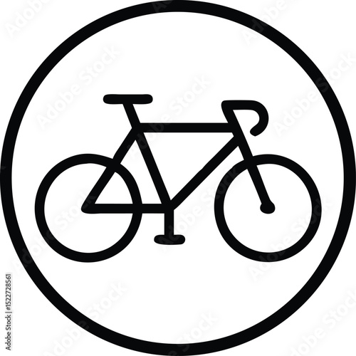 Bicycle icon vector illustration of bike in circle for cycling and transportation design element