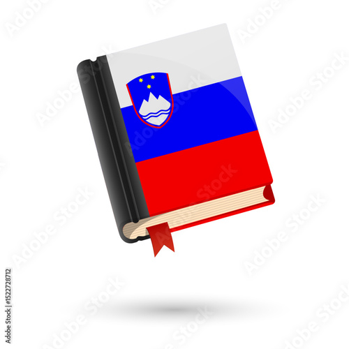 The book is covered in the flag of the Slovenia. Vector illustration of 3D language book on white background.