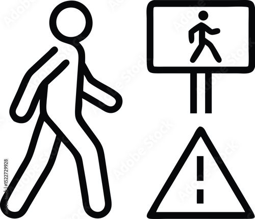 Pedestrian crossing sign vector illustration: safety awareness for road and traffic regulations guide 94