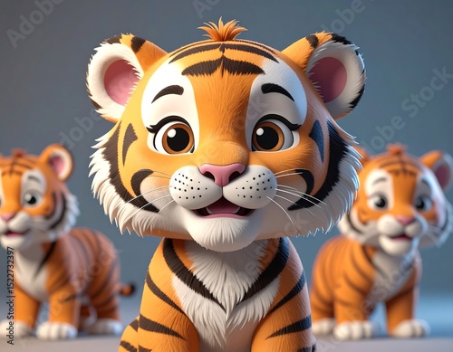 Cute cartoon tiger cubs