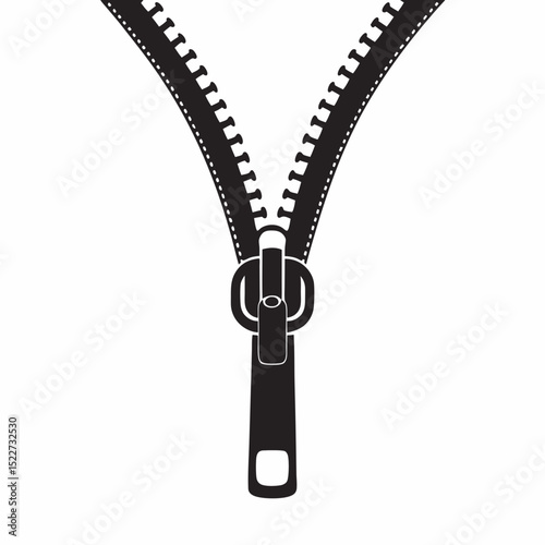Black zipper graphic on white background for design purposes  