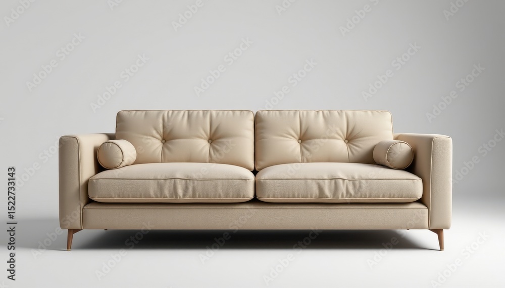Fototapeta premium modern couch in a 3d style on a white background, with sharp details, minimal shadows, studio lighting.