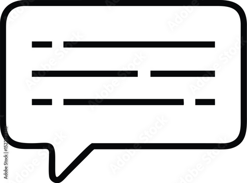 Simple black and white speech bubble icon vector illustration for message and conversation design use