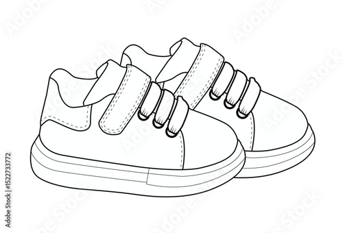 baby boy sneaker  shoes drawing royalty sketch style vector illustration template design