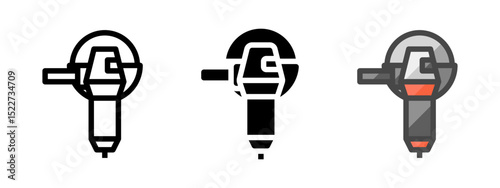 Multipurpose angle grinder vector icon in outline, glyph, filled outline style. Three icon style variants in one pack.