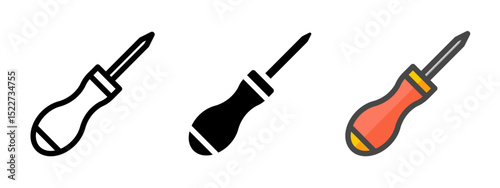Multipurpose bradawl vector icon in outline, glyph, filled outline style. Three icon style variants in one pack.