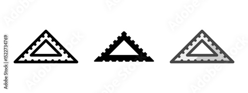 Multipurpose carpenter's square vector icon in outline, glyph, filled outline style. Three icon style variants in one pack.