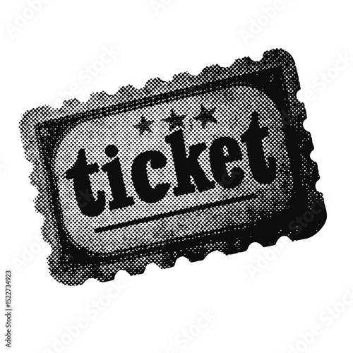 show ticket halftone grunge vector design element