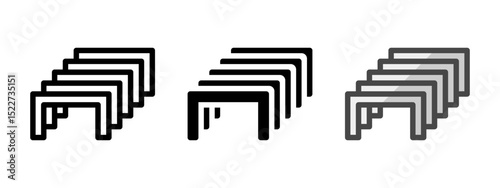 Multipurpose staples vector icon in outline, glyph, filled outline style. Three icon style variants in one pack.
