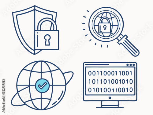 Professional Modern Cyber Security Icon Set For Ui Ux Illustration