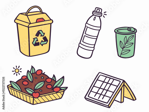 Professional Hand Drawn Sustainable Living And Zero Waste Icons (2) Design