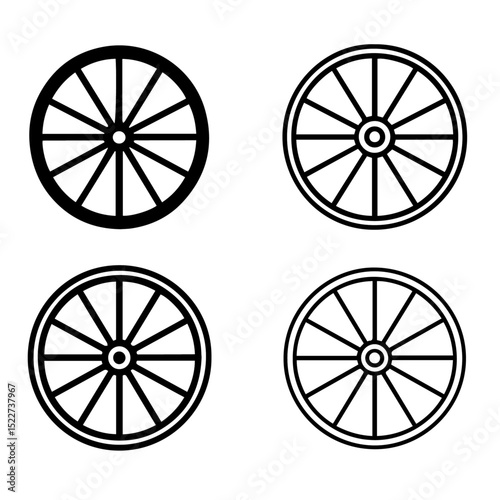 Wheel wagon vector set of icon, vector illustration