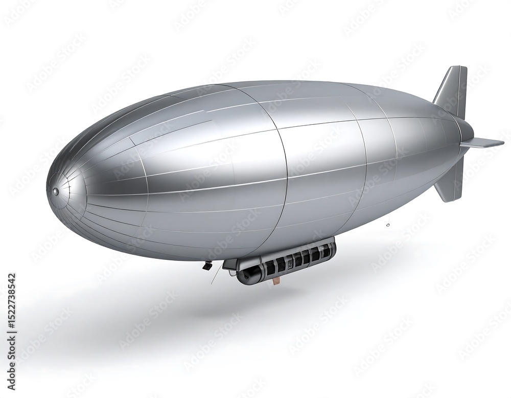 Obraz premium Silver airship on white background