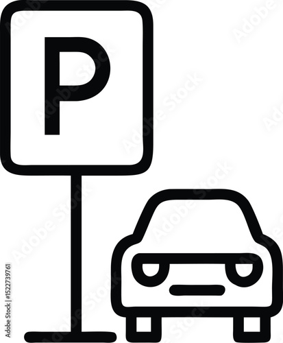 Parking sign and car vector icon illustration perfect for traffic and transportation designs usage needs
