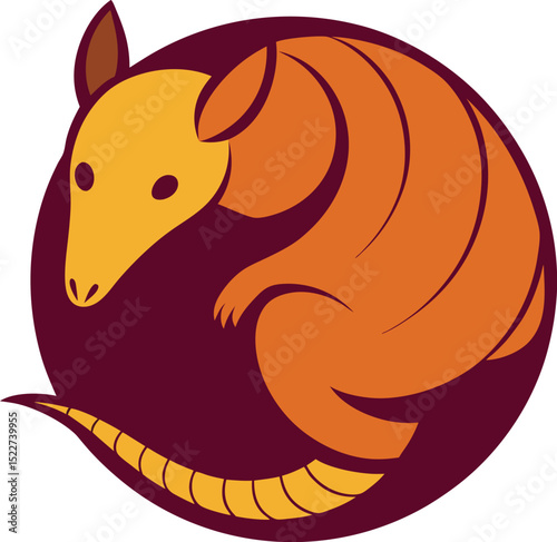 Wild Armadillo Rolled Up for Safety.