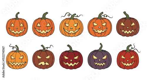 Collection of Scary Jack-o'-Lanterns for Halloween