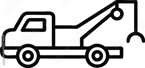 Outline tow truck vector image for roadside assistance and vehicle recovery services illustration design