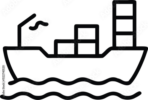 Find vector icon of cargo ship container vessel for global trade and maritime transport business icon