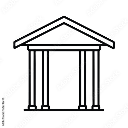 Outline illustration of a classical building with columns representing architecture and design
