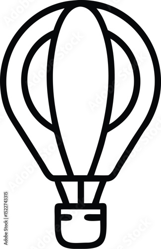Hot air balloon outline vector illustration, adventure travel and tourism icon, hot air ride design