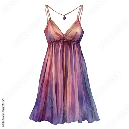 watercolor vector of Nightgown, high quality, isolated on a white background.