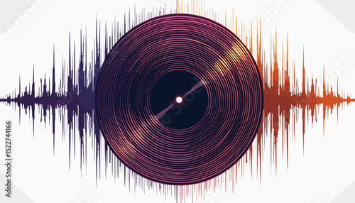 Beautiful cover design for brand featuring a vibrant vinyl record with soundwave patterns
