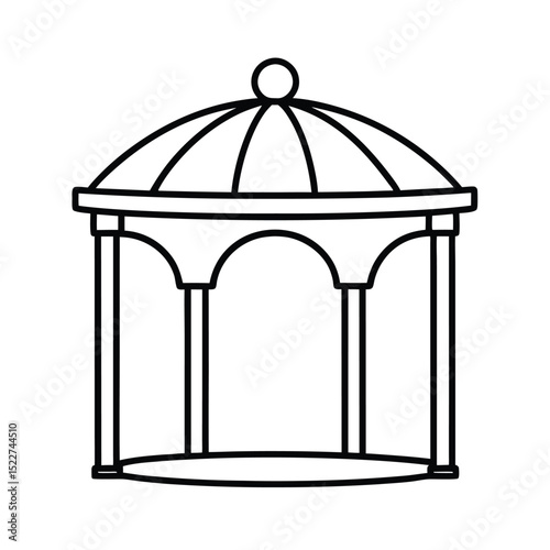 Simple line art illustration of a gazebo suitable for wedding invitations and outdoor event designs