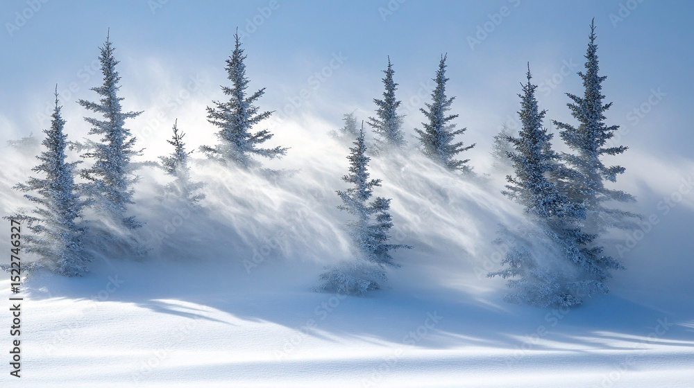 Winter Wonderland: Wind Blowing Snow Through Enchanted Forest Winter Wonderland: Wind Blowing Snow Through Enchanted Forest