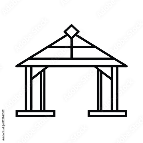 Simple outline illustration of a gazebo structure in clean modern minimalist line art
