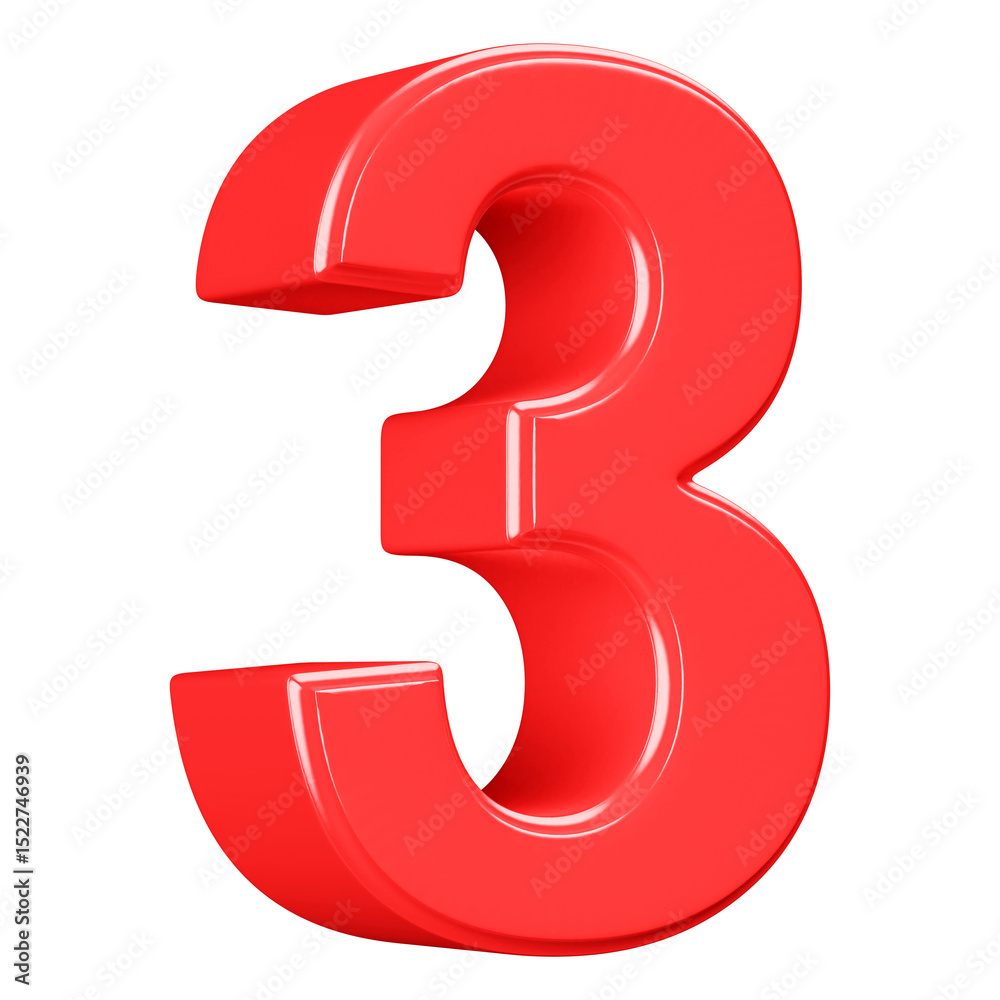Fototapeta premium 3D Red Number 3