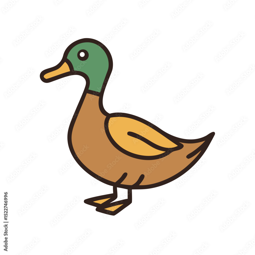Obraz premium Cartoon duck with colorful feathers in a playful design 