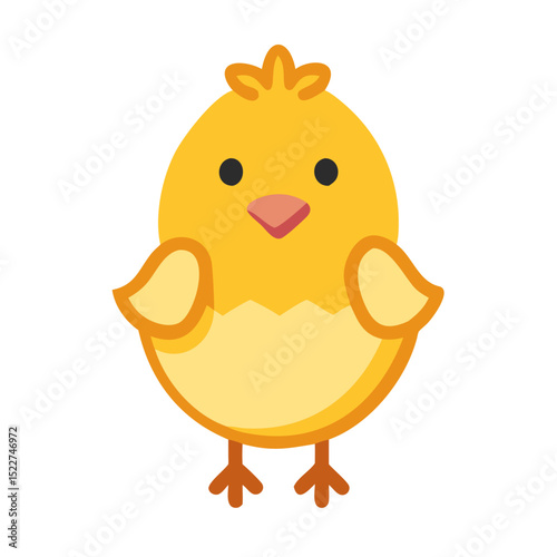 Cute yellow chick character standing with a cheerful expression  