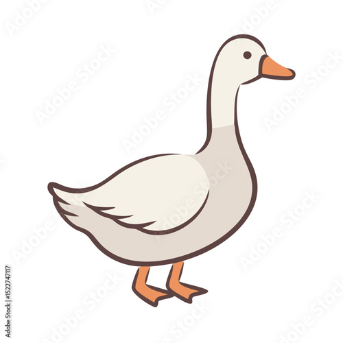 Cartoon illustration of a standing goose with a simple design  
