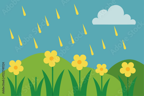 spring flowers and clouds