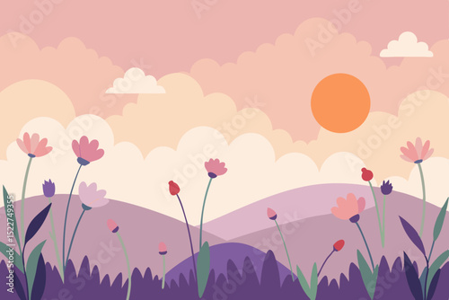 vector illustration of a spring landscape