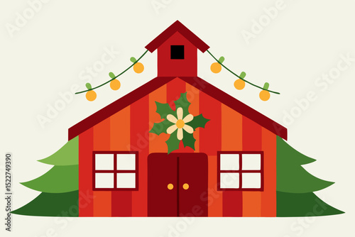 christmas tree with red roof
